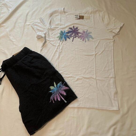 Pink Victoria's Secret Shirt and Dad Shorts - Picture 1 of 4